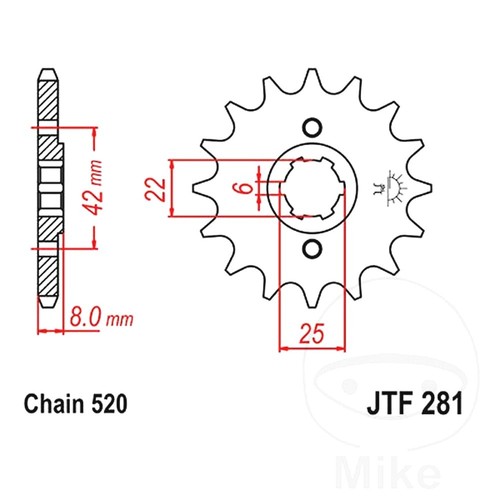 Front sprocket tooth 520 - jt,